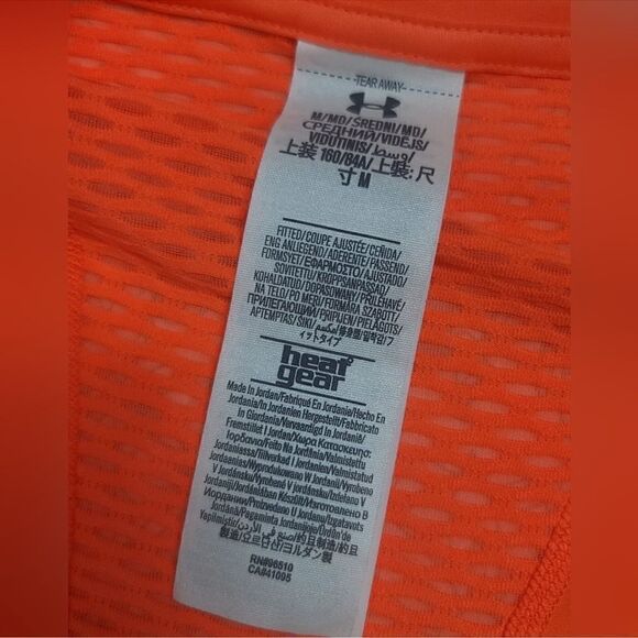 EUC Under Armour Women’s Florescent Orange Heat Gear Athletic Top - Size Medium - Picture 5 of 5